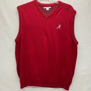 Cutter & Buck Alabama V-Neck Red Sweater Vest Size XL Roll Tide Athletic READ